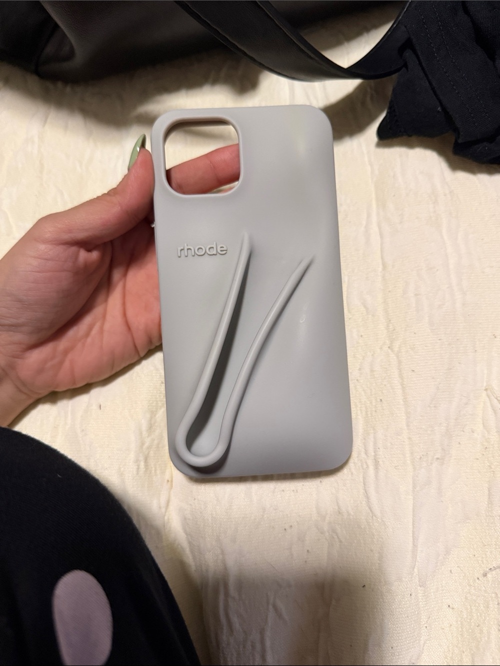 RHODE Soft Silicone Phone Case in Light Gray with Built-In Strap